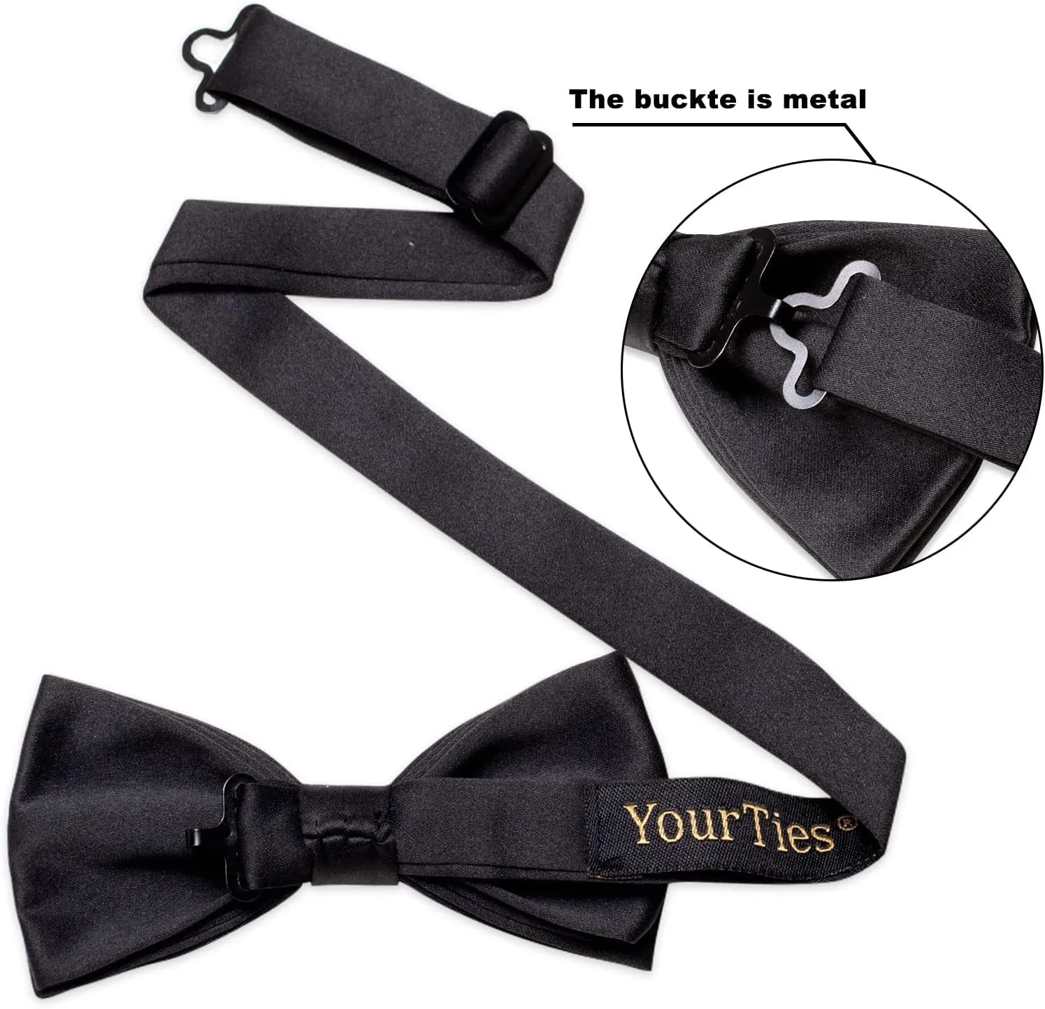 Pre-Tied Bow Tie Satin Solid Bowtie Adjustable Tuxedo Bowties for Men with Gift Box Wedding Party