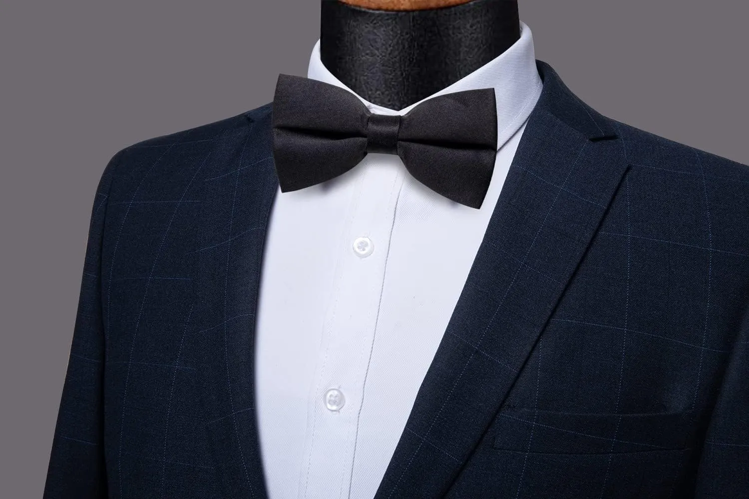 Pre-Tied Bow Tie Satin Solid Bowtie Adjustable Tuxedo Bowties for Men with Gift Box Wedding Party