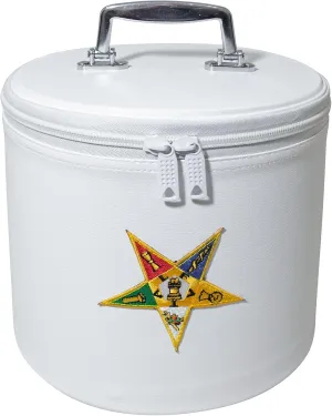 Premium OES White Fez Hat with Case & Gold Tassel  Embroidered OES with Star Emblem, 100% Wool Felt (Standard (Off-White) Fez, Hat Size: 8 (64cm / 25 1/4") XXXL)