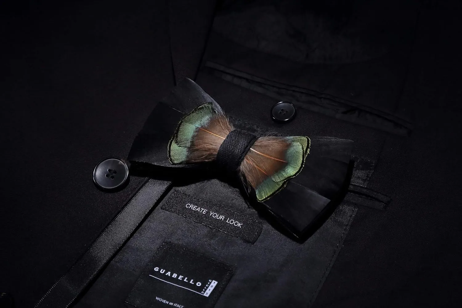 RBOCOTT Handmade Feather Pre-tied Bow tie and Brooch Sets for Men