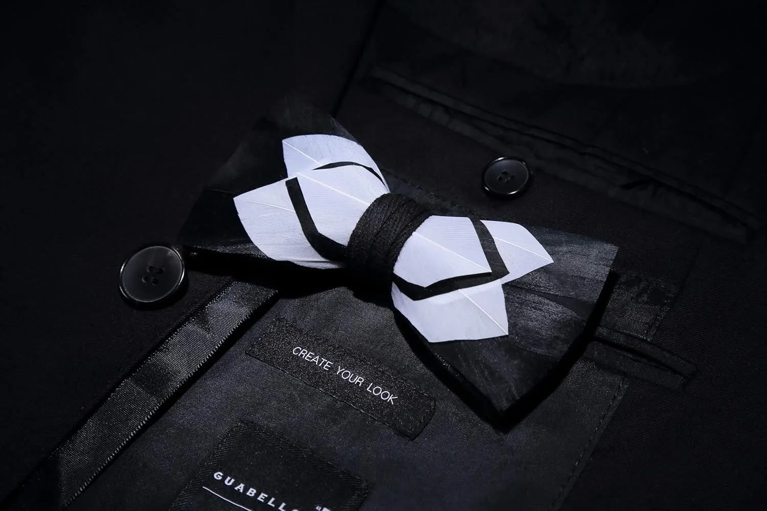 RBOCOTT Handmade Feather Pre-tied Bow tie and Brooch Sets for Men