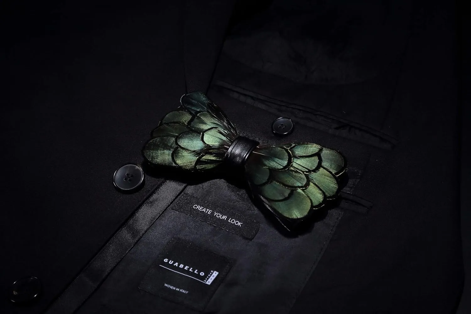 RBOCOTT Handmade Feather Pre-tied Bow tie and Brooch Sets for Men
