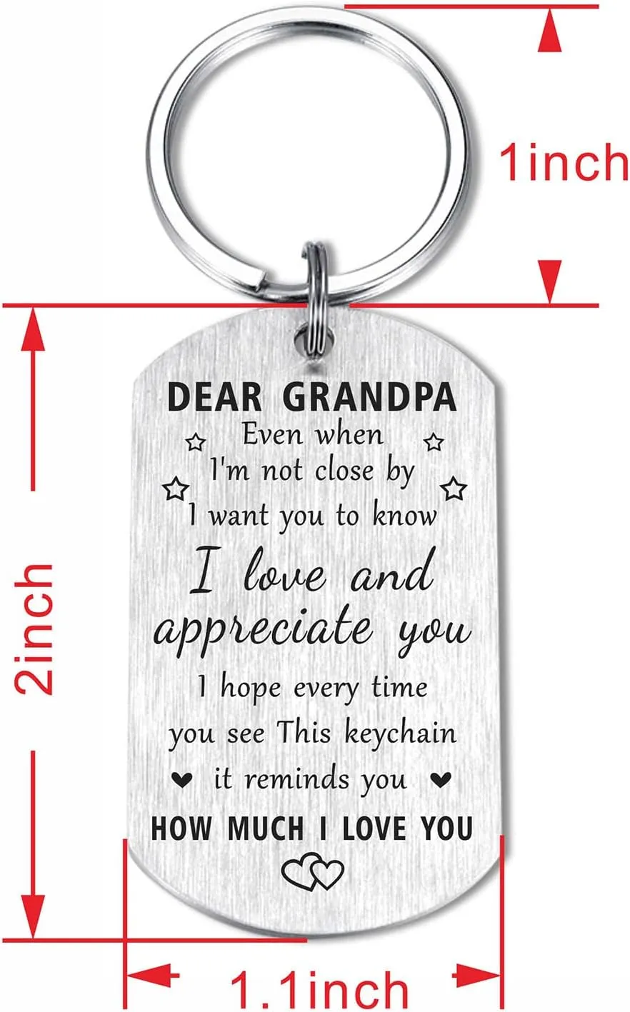 Resdink Remember I Love You Grandpa Keychain - Happy Fathers Day Birthday Gift Ideas for My Grandpa, Personalized Grandfather Fathers Day Key Chain for Men
