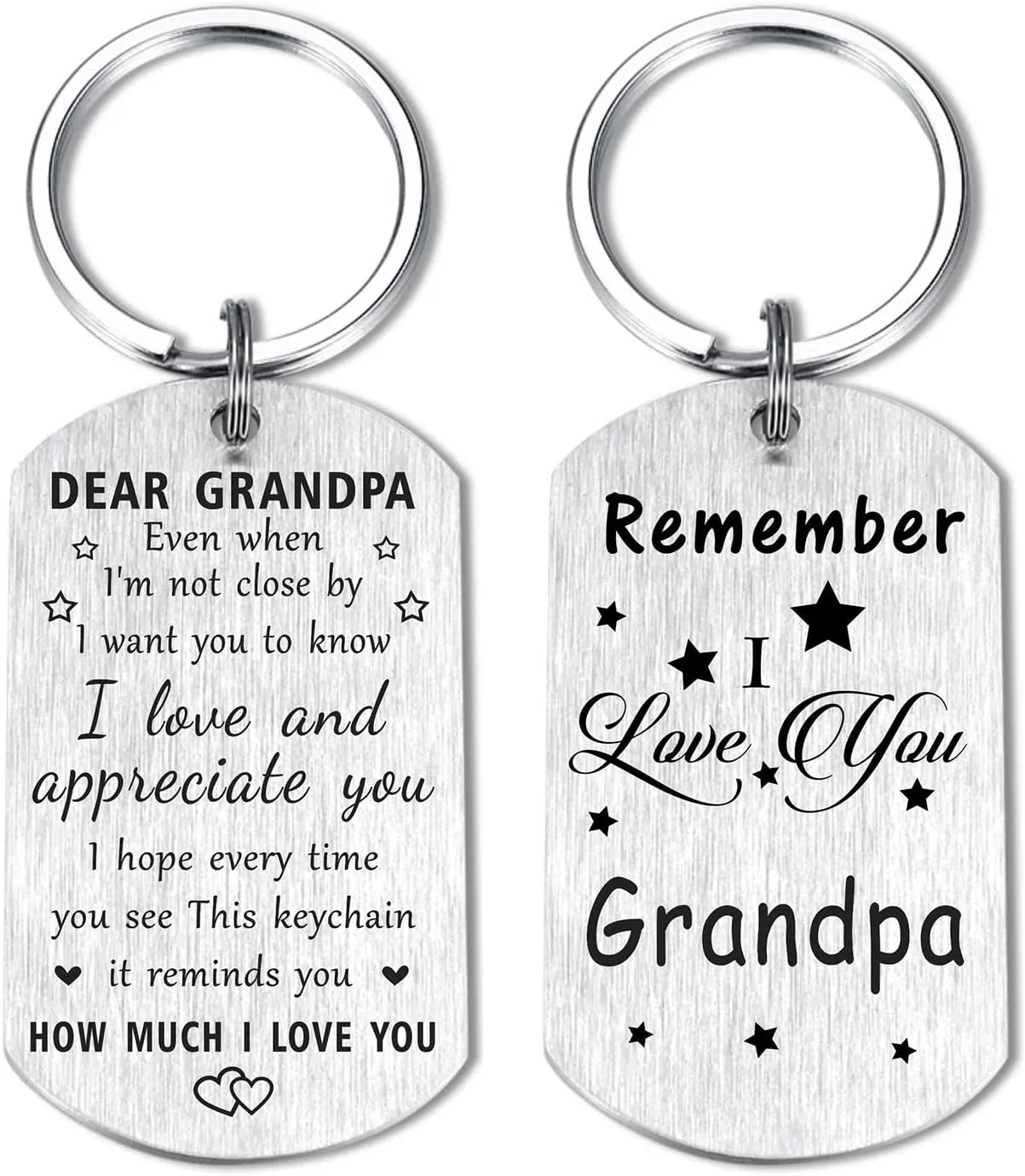 Resdink Remember I Love You Grandpa Keychain - Happy Fathers Day Birthday Gift Ideas for My Grandpa, Personalized Grandfather Fathers Day Key Chain for Men