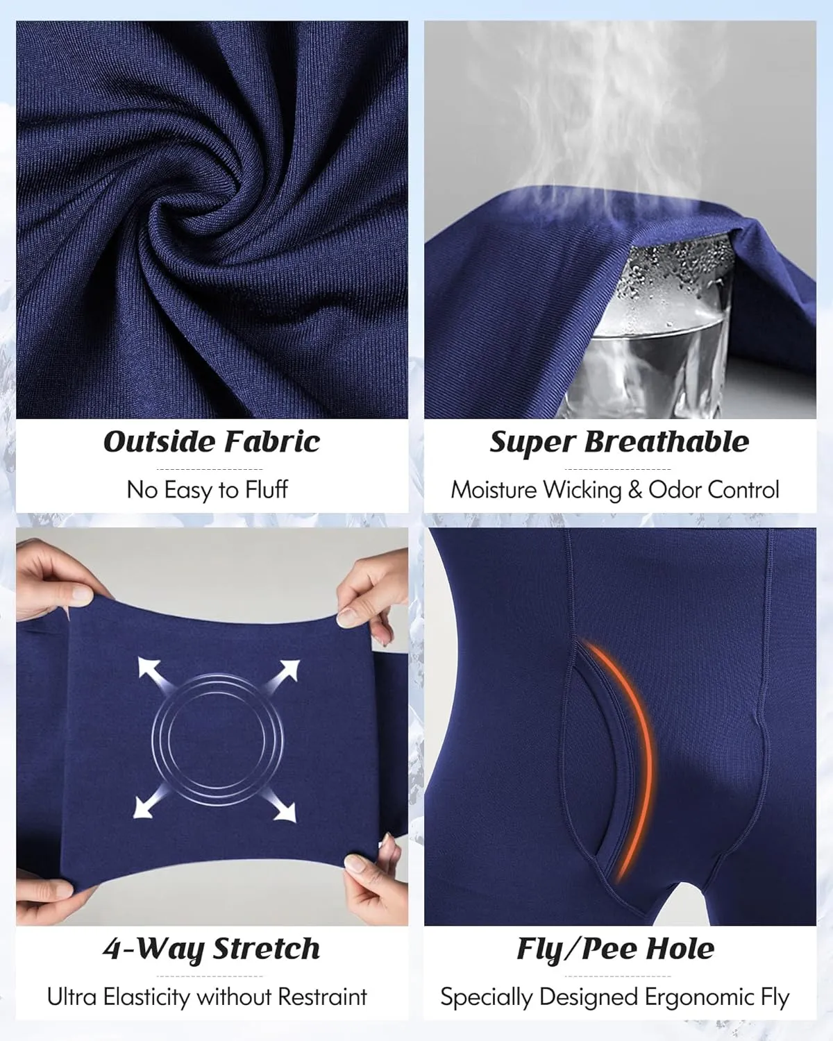 romision 2 Pack Thermal Underwear for Men Long Johns Fleece Lined Hunting Gear Bottom Top Set Base Layer Cold Weather XS-4XL