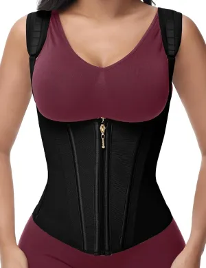 SHAPSHE waist trainer for women working out waist cincher vest for tummy control wrap waist shapewear body shaper with straps Black
