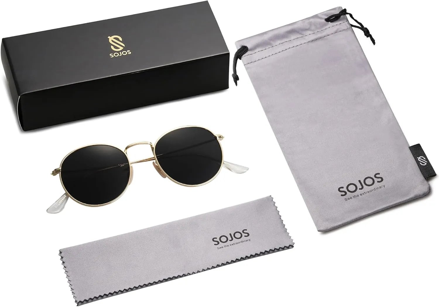 SOJOS Small Round Polarized Sunglasses for Women Men Classic Vintage Retro Shades UV400