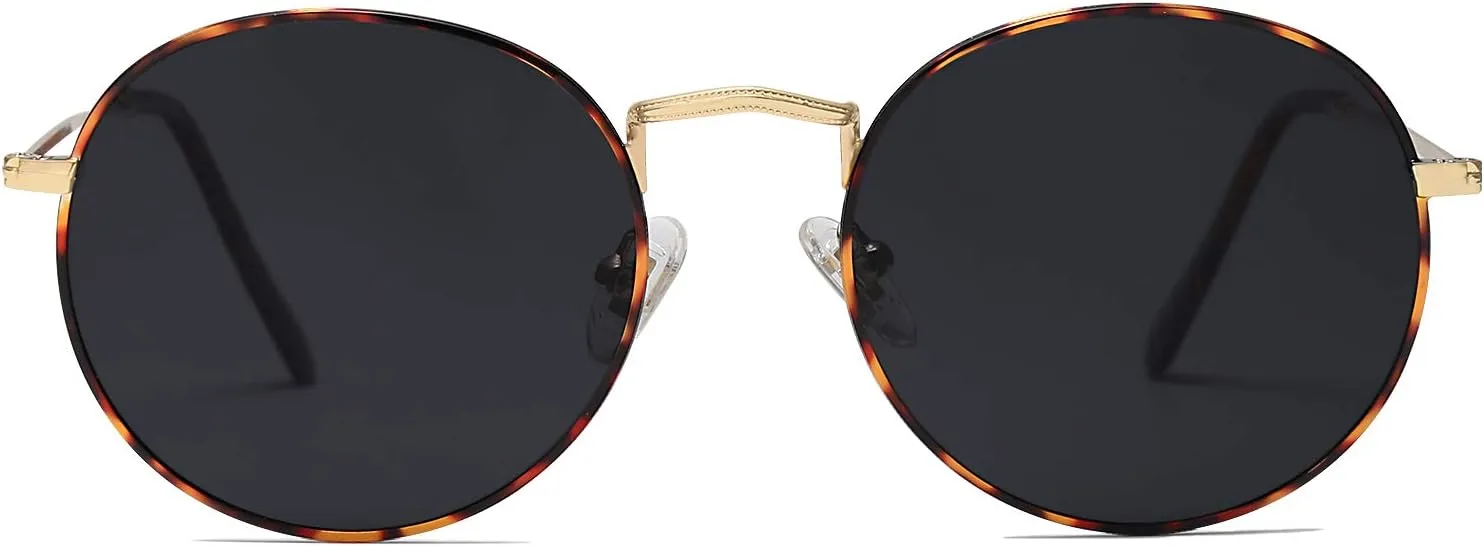 SOJOS Small Round Polarized Sunglasses for Women Men Classic Vintage Retro Shades UV400