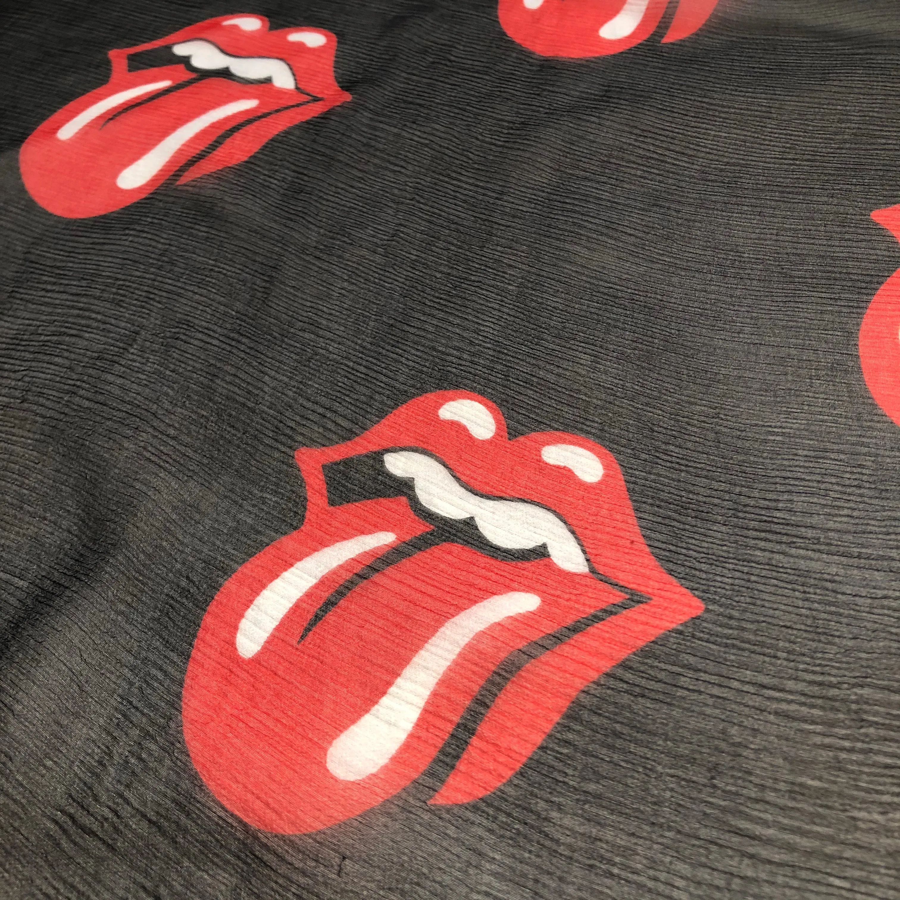 Soloist x Stones Black and Red Lips Silk Chiffon Scarf