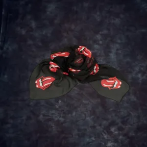 Soloist x Stones Black and Red Lips Silk Chiffon Scarf