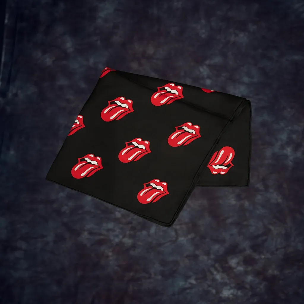Soloist x Stones Black and Red Lips Silk Twill Scarf