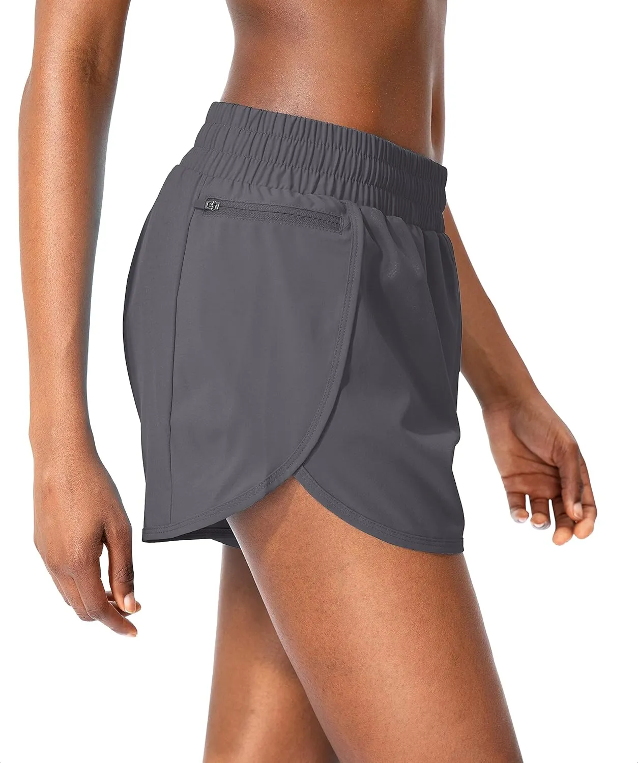 Soothfeel Womens Running Shorts with Zipper Pockets High Waisted Athletic Gym Workout Shorts for Women with Liner