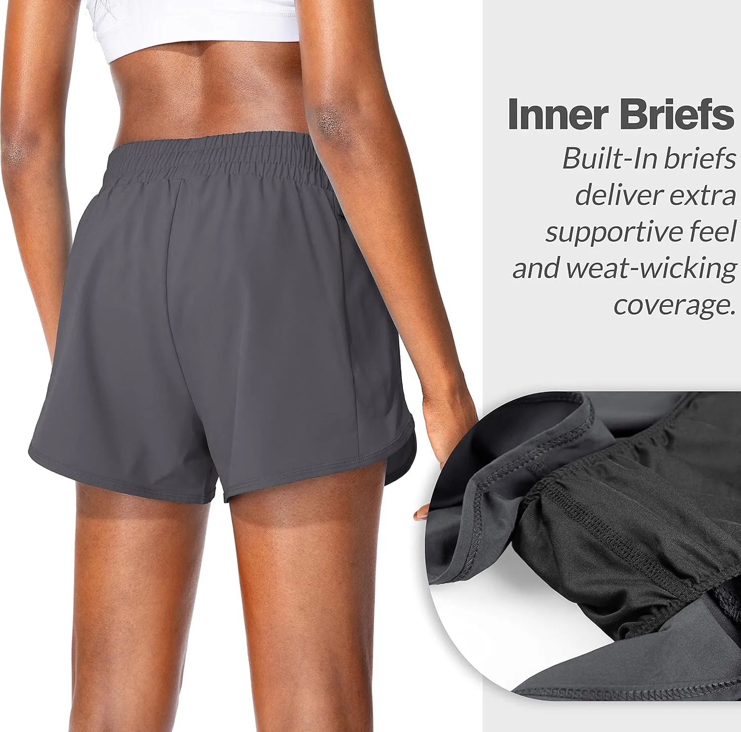 Soothfeel Womens Running Shorts with Zipper Pockets High Waisted Athletic Gym Workout Shorts for Women with Liner