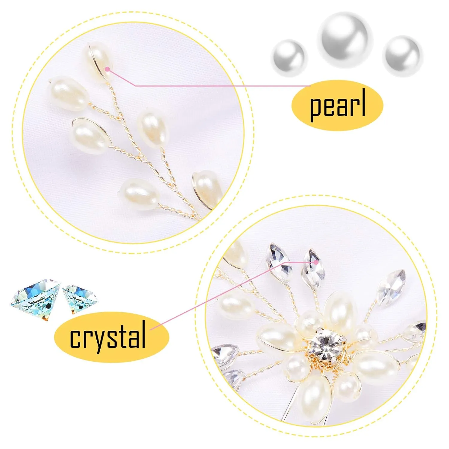 Syhood 4 Pieces Pearl Crystal Bridal Hair Pins Rhinestone Flower Wedding Hair Pins Prom Accessory for Women Wedding Hairstylessilver