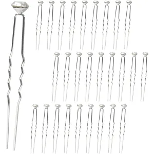 U-Shaped Crystal Hair Pins  Rhinestone Bridal Wedding Clips for Women & Girls, Decorative Sparkling Hair Accessories(40 Pack)
