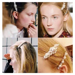 Vintage Pearl Hair Pin Clips Gold Pearl Hair Barrette Pearl Decorative Hair Pins Headwear Retro Hair Clip Hairclips Bride Hair Accessories for Women and Girls Gifts (Pearl C)