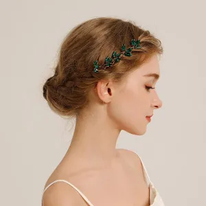 Wedding Hair Pins Bridal Crystal Rhinestone HairPins Green and Red Rhinestone Wedding Headpiece Gold Rhinestone Hair Pins for Women(5pcs) (green)
