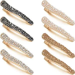 WILLBOND 16 Pieces Pearls Rhinestone Hair Clips, 4 Colors - Durable Alligator Hairpins for Women Girls Hair Styling Tools Accessories