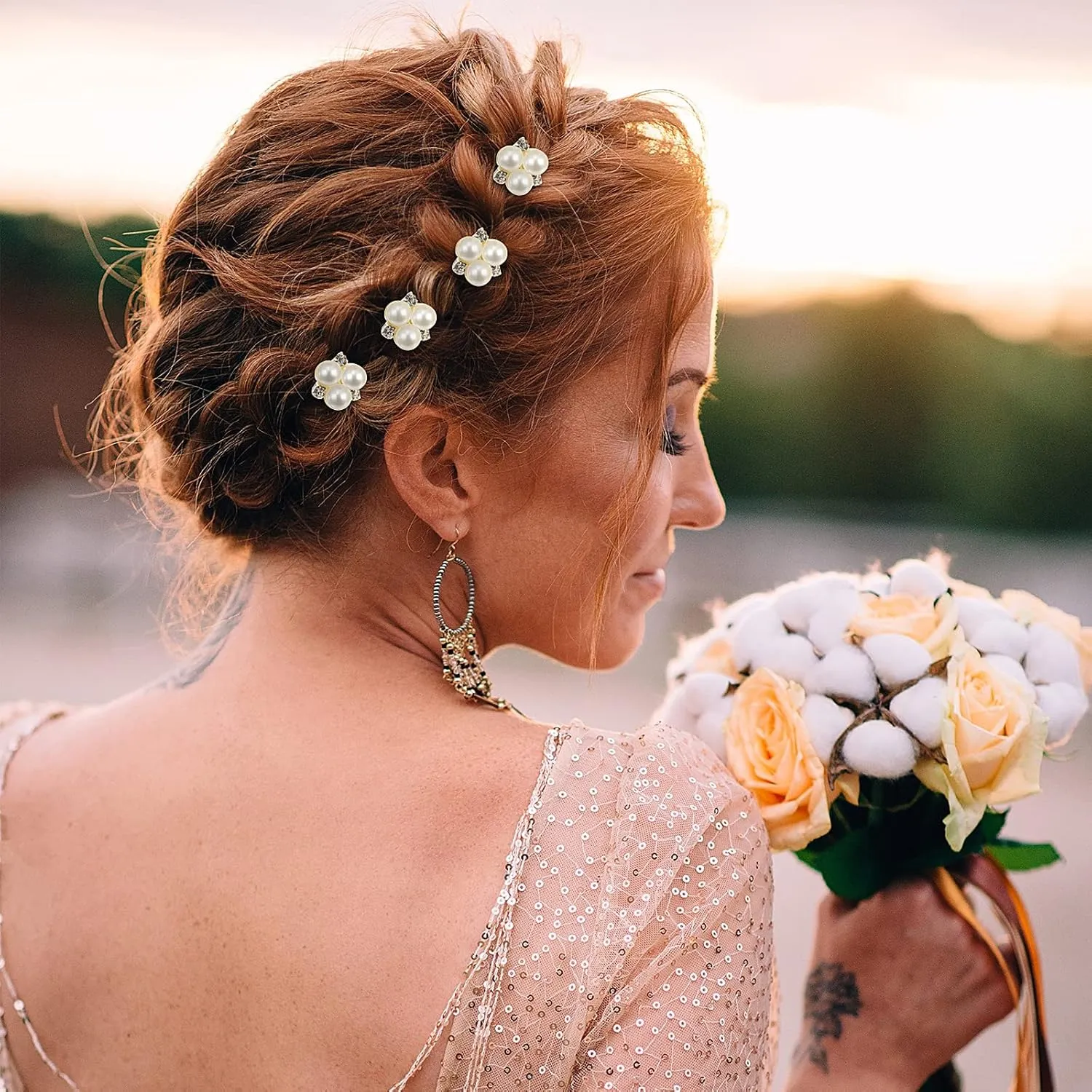 WILLBOND 18 Pcs Pearl Hair Pins Bridal Wedding Hair Accessories Crystal Bobby Pin for Brides Bridesmaids Flower Women Girls(Gold)