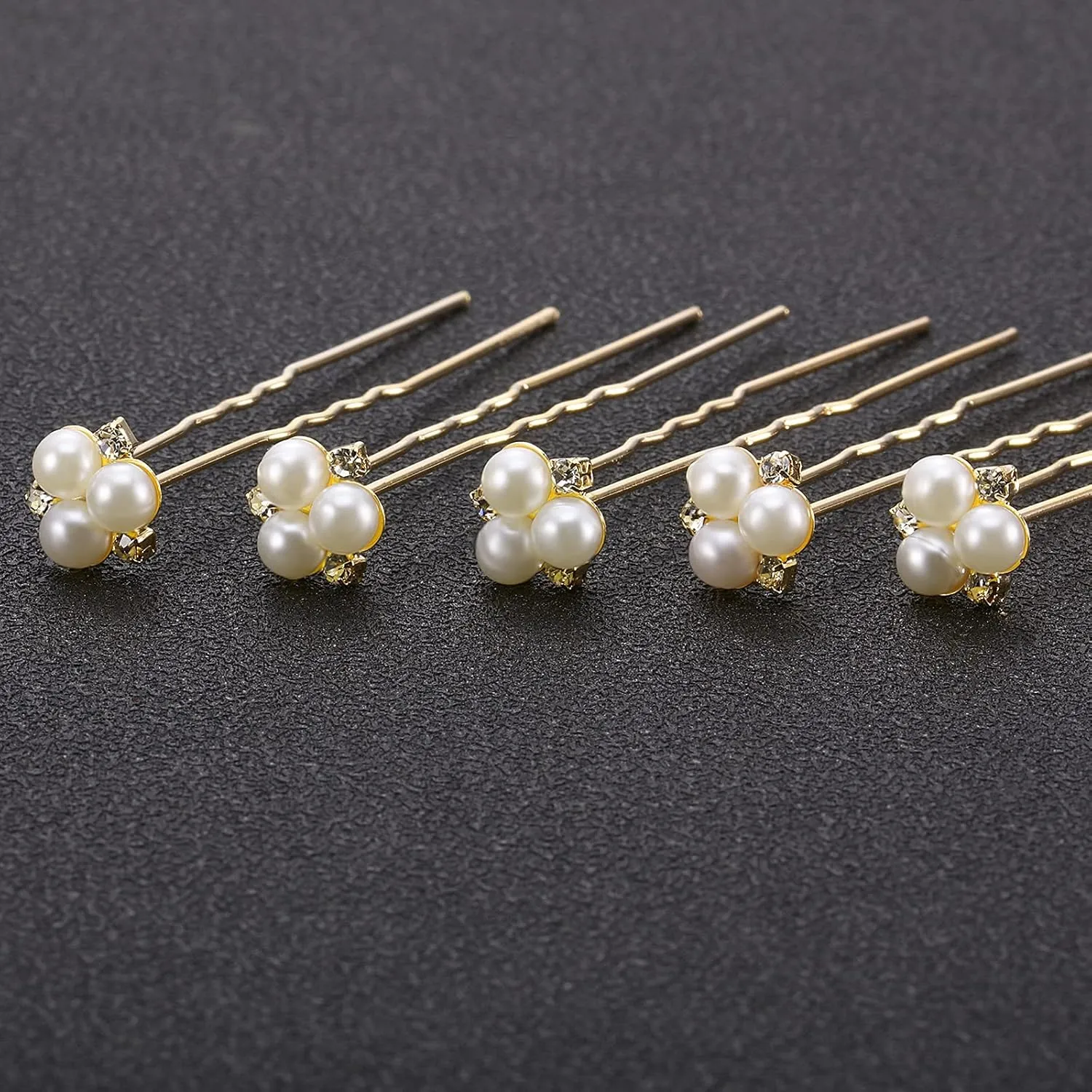 WILLBOND 18 Pcs Pearl Hair Pins Bridal Wedding Hair Accessories Crystal Bobby Pin for Brides Bridesmaids Flower Women Girls(Gold)