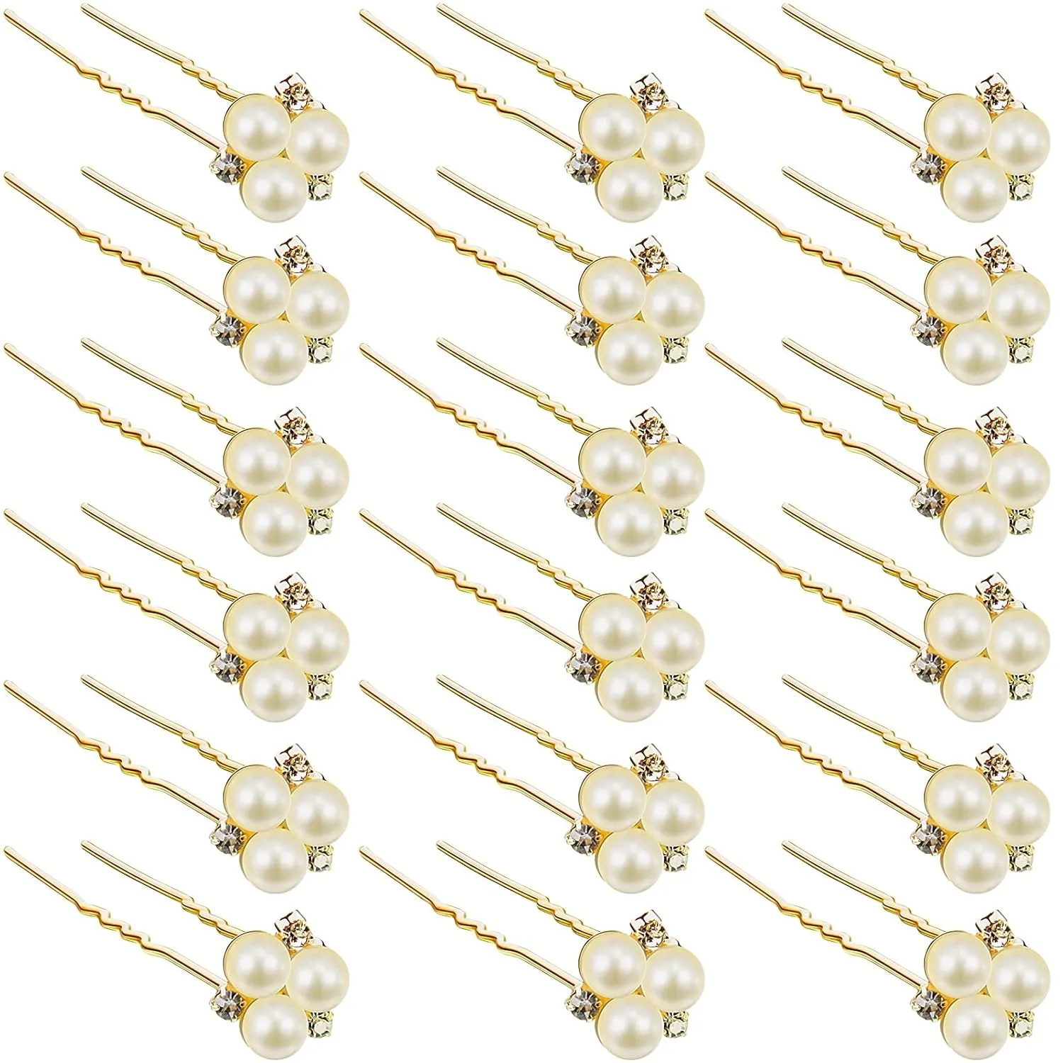 WILLBOND 18 Pcs Pearl Hair Pins Bridal Wedding Hair Accessories Crystal Bobby Pin for Brides Bridesmaids Flower Women Girls(Gold)