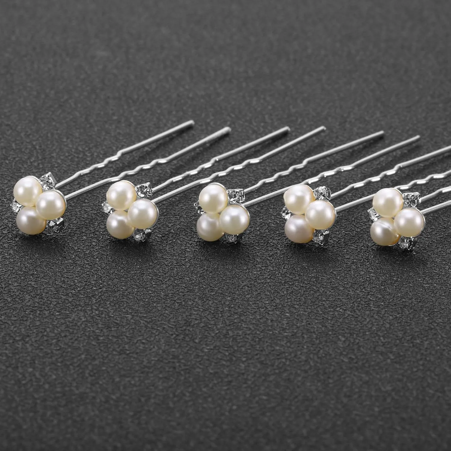 WILLBOND 18 Pcs Pearl Hair Pins Bridal Wedding Hair Accessories Crystal Bobby Pin for Brides Bridesmaids Flower Women Girls(Silver)