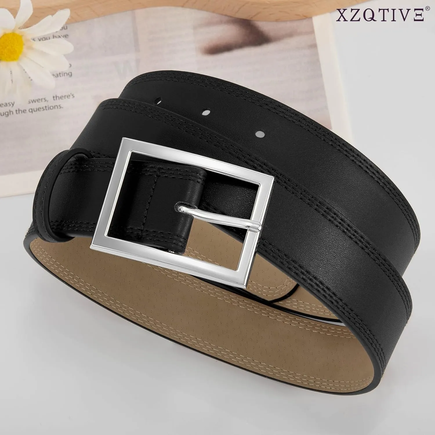 XZQTIVE Women Leather Belts for Jeans Pants Dresses Fashion Waist Belt for Women with Pin Buckle